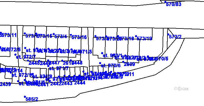 Parcela st. 970/1 v KÚ Třebíč, Katastrální mapa