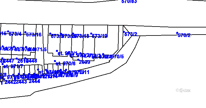Parcela st. 970/5 v KÚ Třebíč, Katastrální mapa