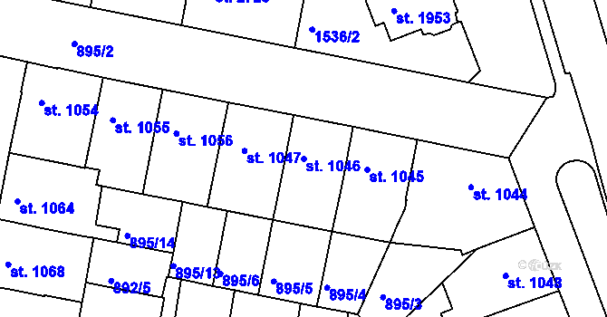 Parcela st. 1046 v KÚ Třebíč, Katastrální mapa