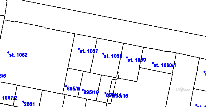 Parcela st. 1058 v KÚ Třebíč, Katastrální mapa