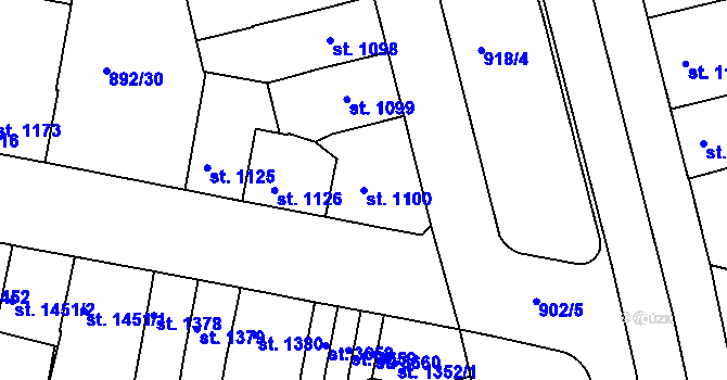 Parcela st. 1100 v KÚ Třebíč, Katastrální mapa