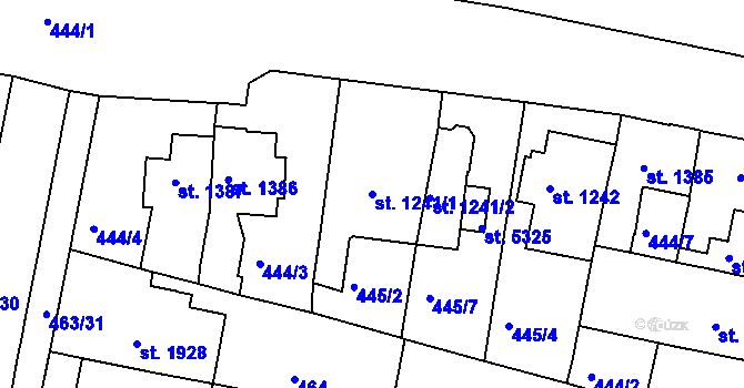 Parcela st. 1241/1 v KÚ Třebíč, Katastrální mapa