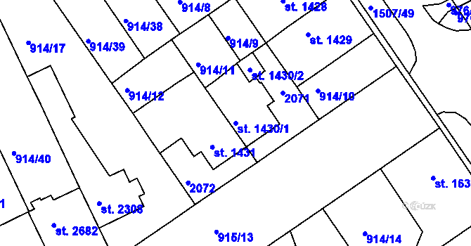 Parcela st. 1430/1 v KÚ Třebíč, Katastrální mapa