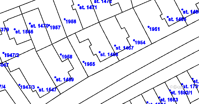 Parcela st. 1468 v KÚ Třebíč, Katastrální mapa