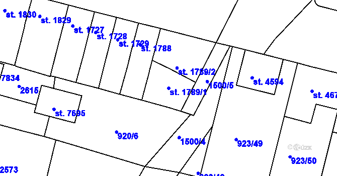 Parcela st. 1789/1 v KÚ Třebíč, Katastrální mapa