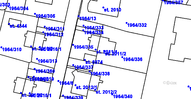 Parcela st. 2011/1 v KÚ Třebíč, Katastrální mapa