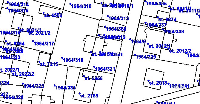 Parcela st. 2015/1 v KÚ Třebíč, Katastrální mapa