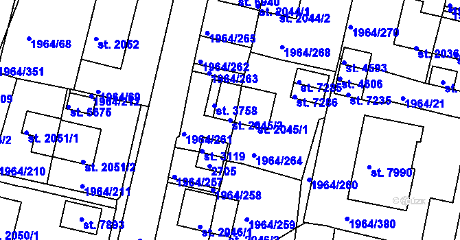 Parcela st. 2045/2 v KÚ Třebíč, Katastrální mapa