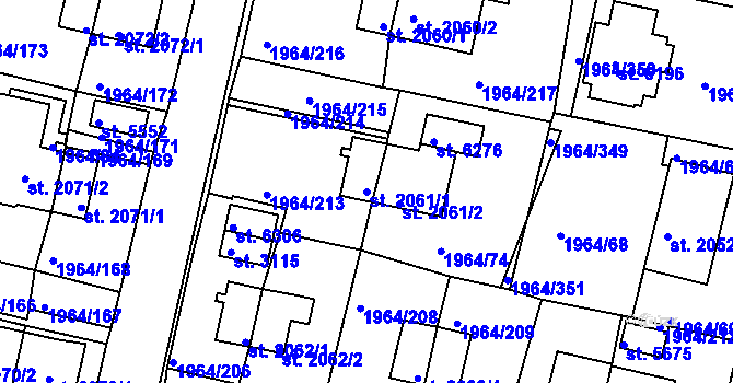 Parcela st. 2061/1 v KÚ Třebíč, Katastrální mapa