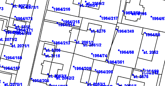 Parcela st. 2061/2 v KÚ Třebíč, Katastrální mapa