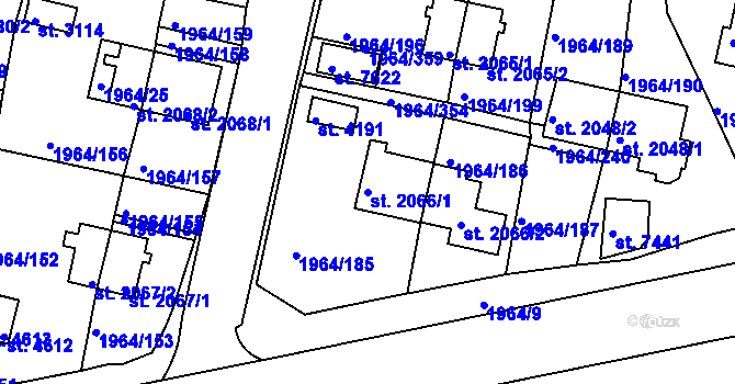 Parcela st. 2066/1 v KÚ Třebíč, Katastrální mapa