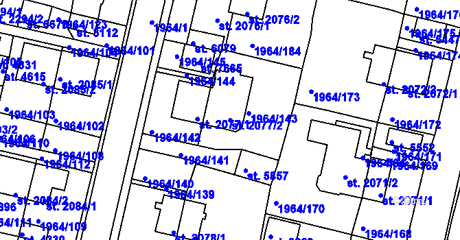 Parcela st. 2077/2 v KÚ Třebíč, Katastrální mapa