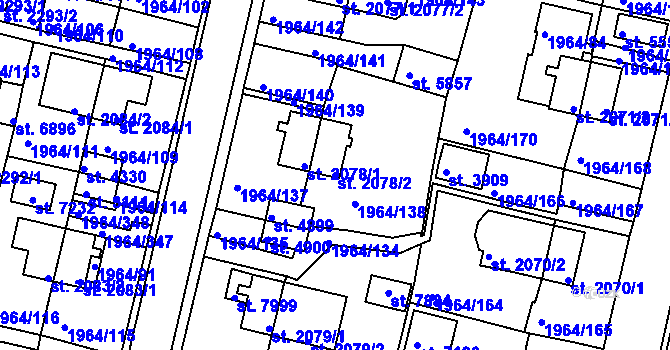 Parcela st. 2078/2 v KÚ Třebíč, Katastrální mapa