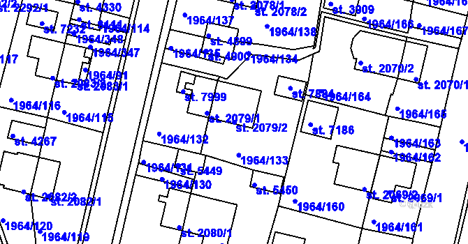 Parcela st. 2079/2 v KÚ Třebíč, Katastrální mapa