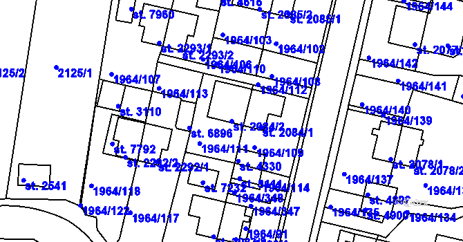 Parcela st. 2084/2 v KÚ Třebíč, Katastrální mapa