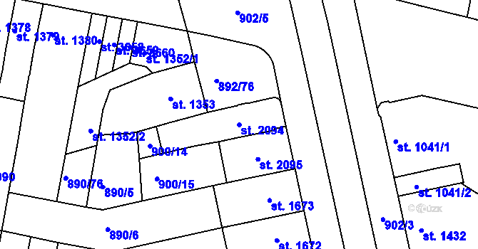 Parcela st. 2094 v KÚ Třebíč, Katastrální mapa