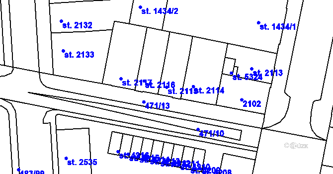 Parcela st. 2115 v KÚ Třebíč, Katastrální mapa