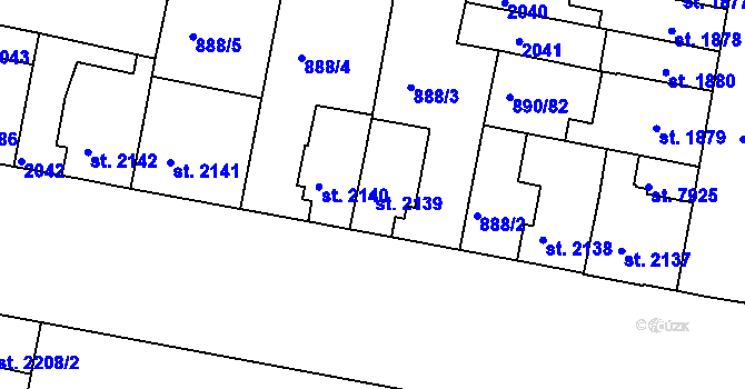 Parcela st. 2139 v KÚ Třebíč, Katastrální mapa