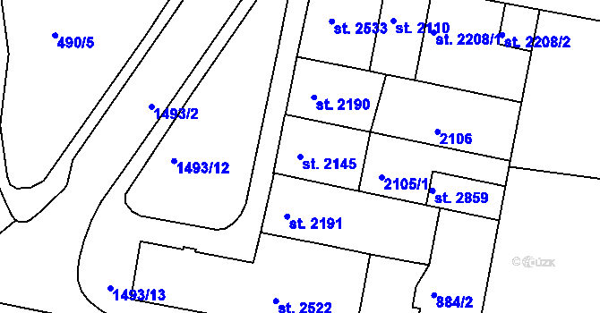 Parcela st. 2145 v KÚ Třebíč, Katastrální mapa