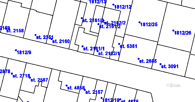 Parcela st. 2162/1 v KÚ Třebíč, Katastrální mapa