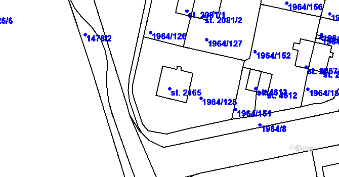 Parcela st. 2165 v KÚ Třebíč, Katastrální mapa