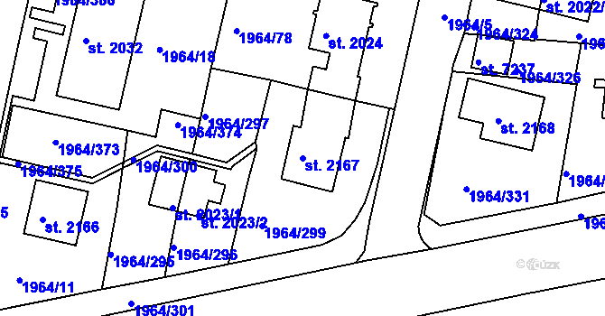 Parcela st. 2167 v KÚ Třebíč, Katastrální mapa