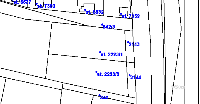 Parcela st. 2223/1 v KÚ Třebíč, Katastrální mapa