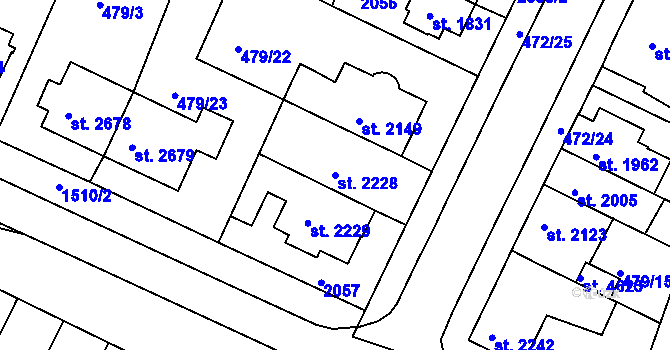 Parcela st. 2228 v KÚ Třebíč, Katastrální mapa