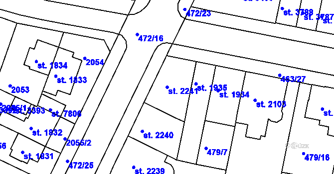 Parcela st. 2241 v KÚ Třebíč, Katastrální mapa