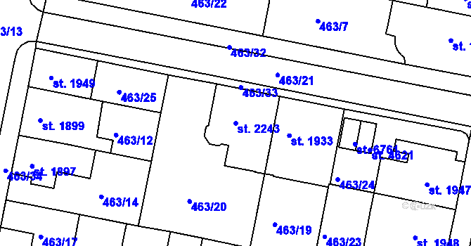 Parcela st. 2243 v KÚ Třebíč, Katastrální mapa