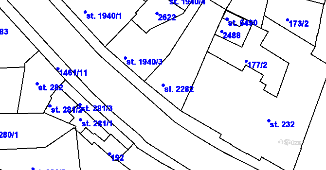 Parcela st. 2282 v KÚ Třebíč, Katastrální mapa