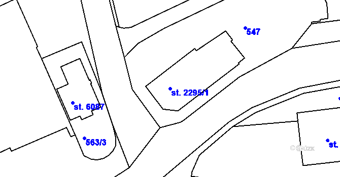 Parcela st. 2295/1 v KÚ Třebíč, Katastrální mapa
