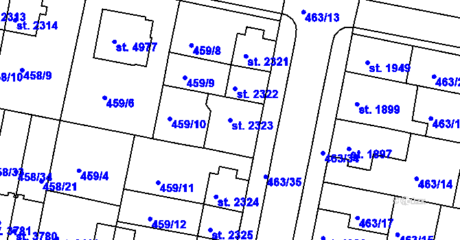 Parcela st. 2323 v KÚ Třebíč, Katastrální mapa