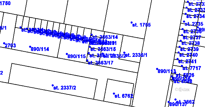 Parcela st. 2336/2 v KÚ Třebíč, Katastrální mapa