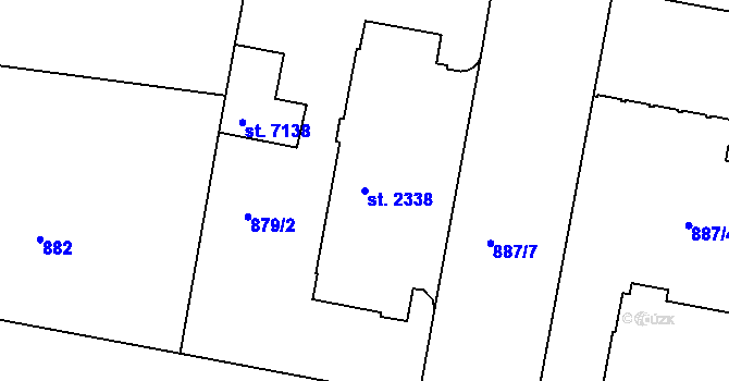 Parcela st. 2338 v KÚ Třebíč, Katastrální mapa