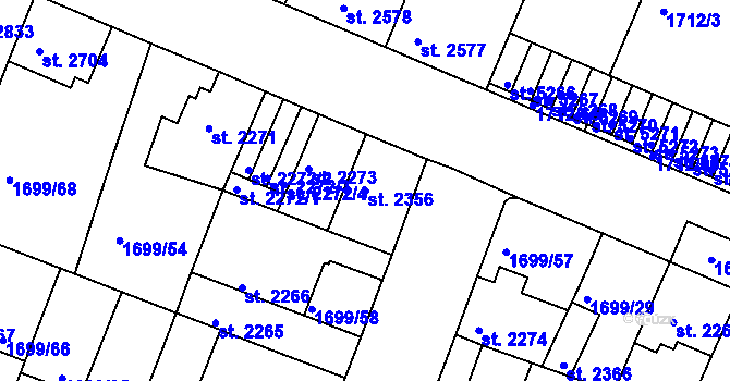 Parcela st. 2356 v KÚ Třebíč, Katastrální mapa