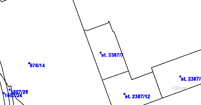 Parcela st. 2387/7 v KÚ Třebíč, Katastrální mapa