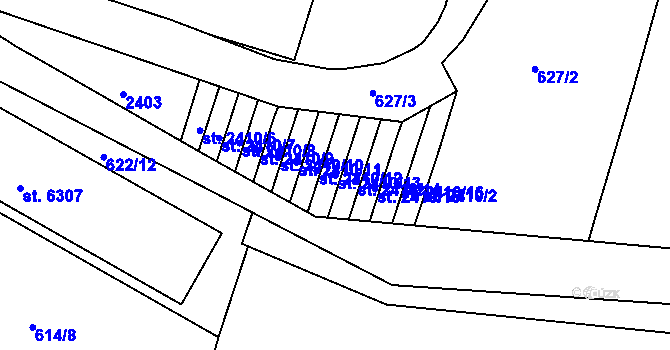 Parcela st. 2410/13 v KÚ Třebíč, Katastrální mapa