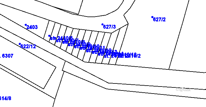 Parcela st. 2410/15 v KÚ Třebíč, Katastrální mapa