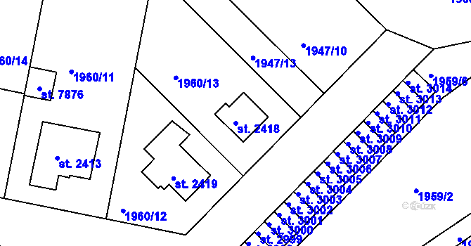 Parcela st. 2418 v KÚ Třebíč, Katastrální mapa