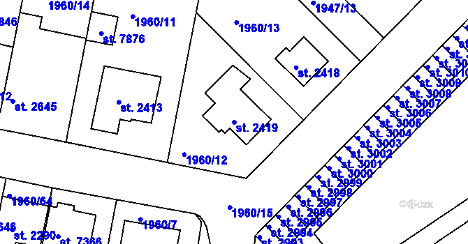 Parcela st. 2419 v KÚ Třebíč, Katastrální mapa