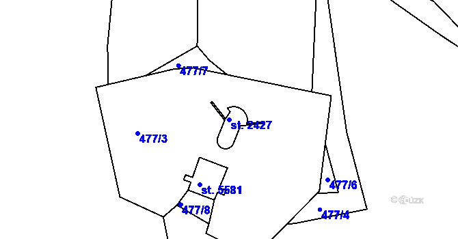 Parcela st. 2427 v KÚ Třebíč, Katastrální mapa