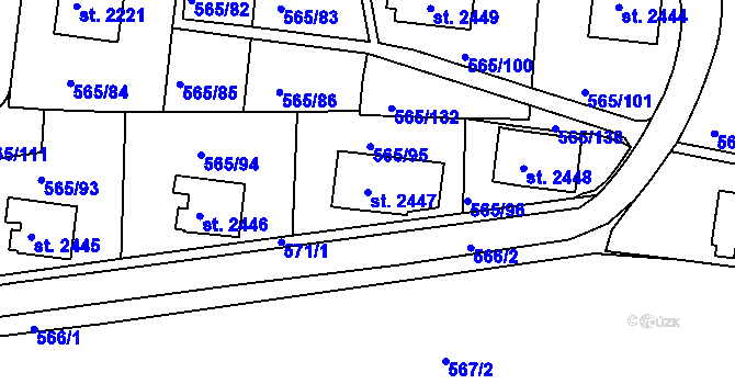 Parcela st. 2447 v KÚ Třebíč, Katastrální mapa