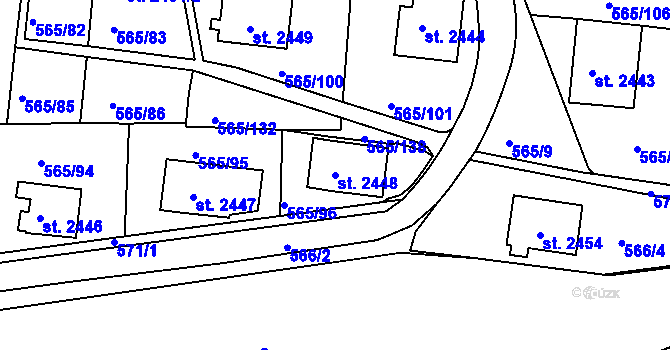 Parcela st. 2448 v KÚ Třebíč, Katastrální mapa