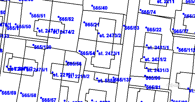 Parcela st. 2473/1 v KÚ Třebíč, Katastrální mapa