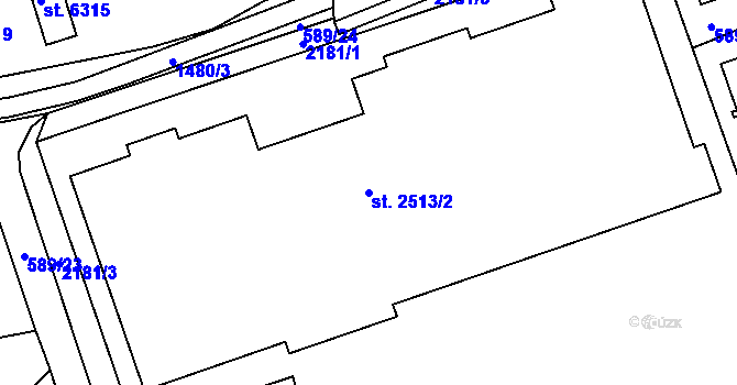 Parcela st. 2513/2 v KÚ Třebíč, Katastrální mapa