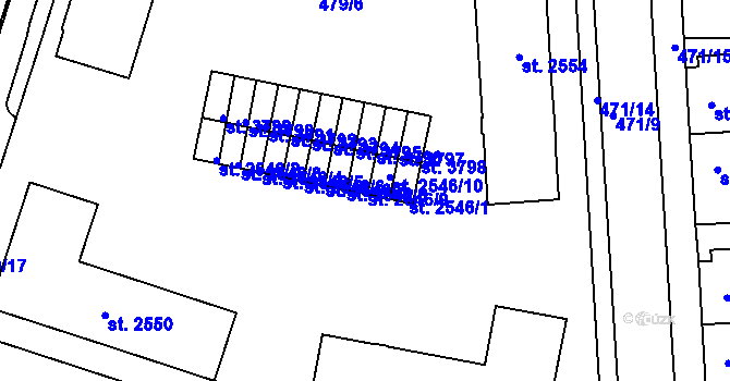 Parcela st. 2546/9 v KÚ Třebíč, Katastrální mapa