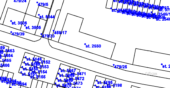 Parcela st. 2550 v KÚ Třebíč, Katastrální mapa
