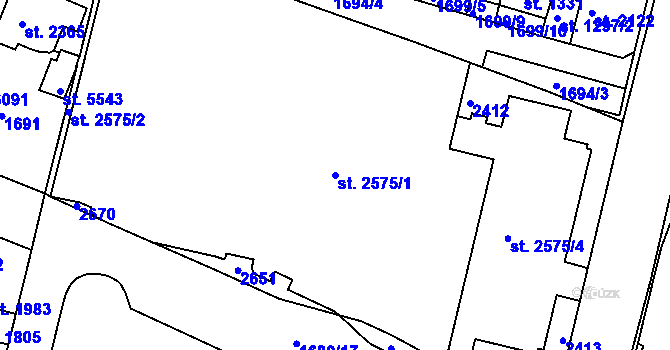 Parcela st. 2575/1 v KÚ Třebíč, Katastrální mapa