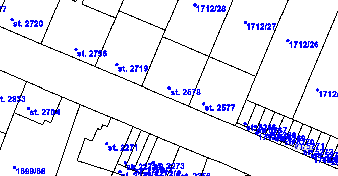 Parcela st. 2578 v KÚ Třebíč, Katastrální mapa